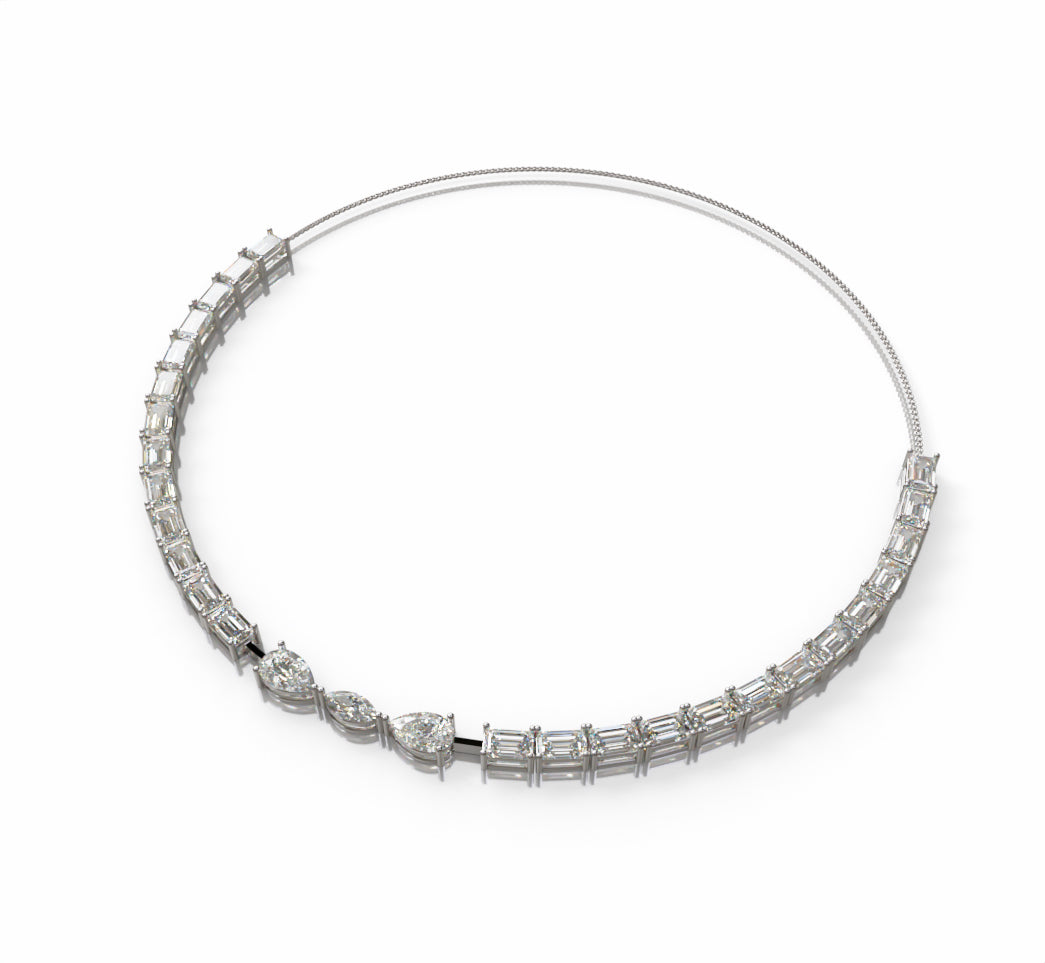 Emerald Tennis with Pear & Marquise Diamond Necklace image 2