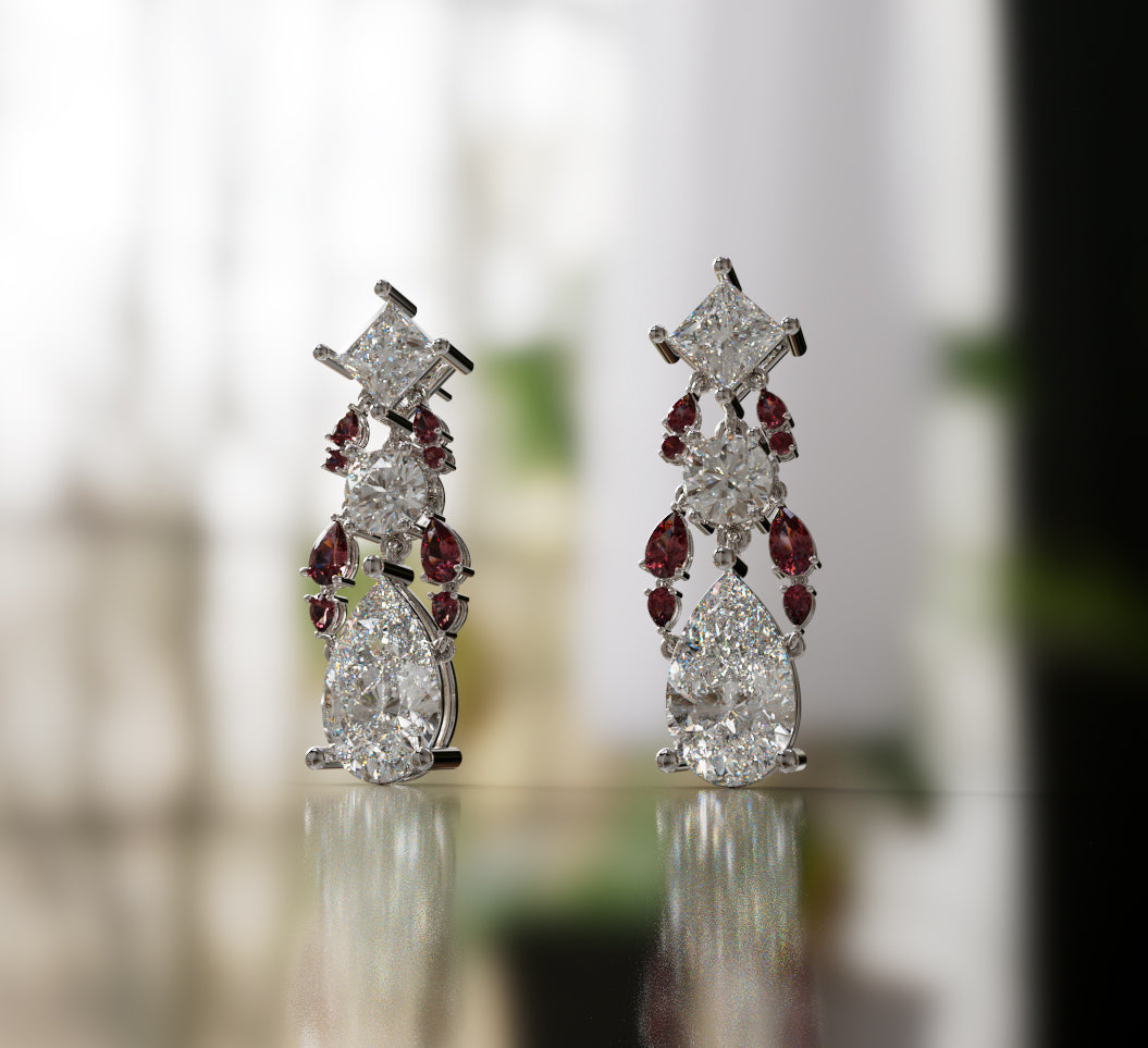 Cathedral  Fancy Shapes Diamond Dangle Earring image 1