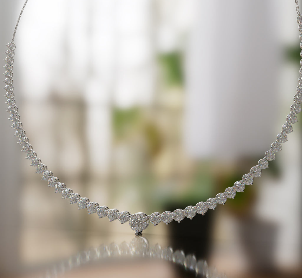 Three Prongs Tapered Diamond Tennis Necklace image 7