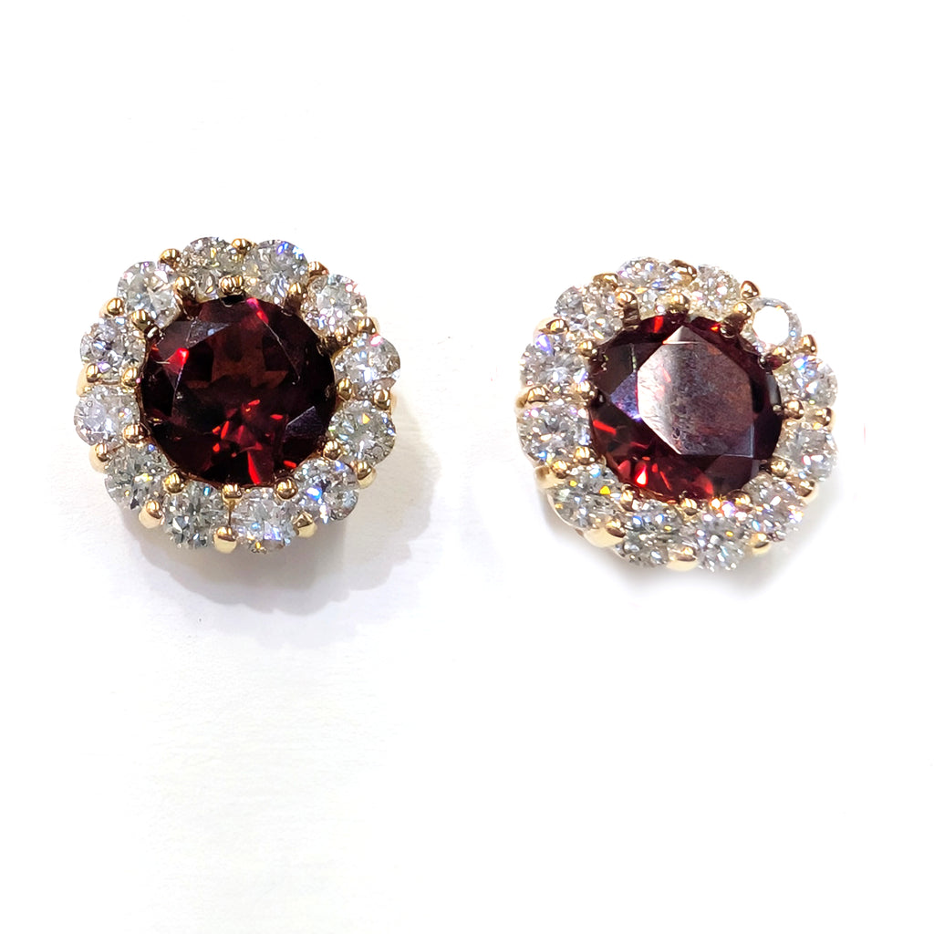 Martini Halo Genuine Garnet Stud Earring image 0