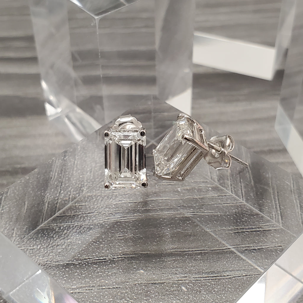 Emerald Cut Diamond Stud Earring image 1