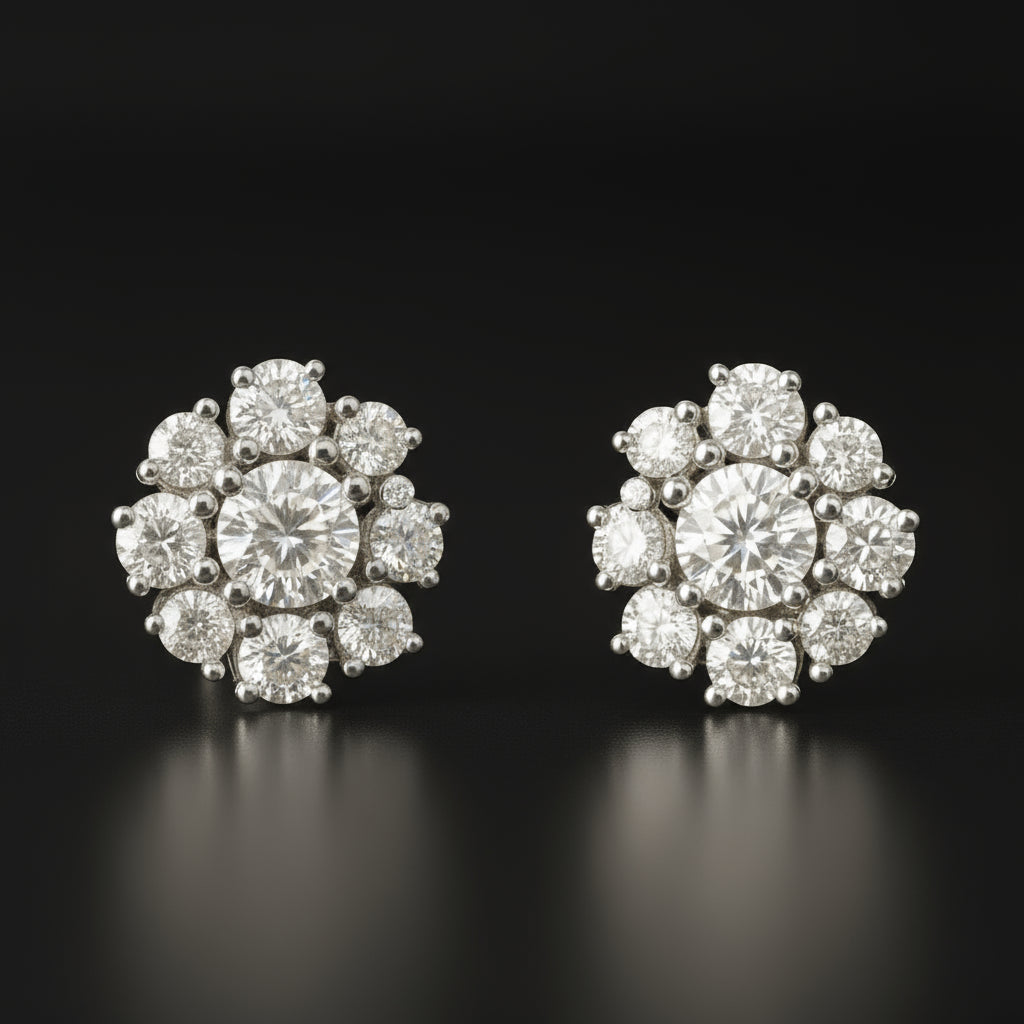 Golden Bloom Diamond Stud Earring image 2