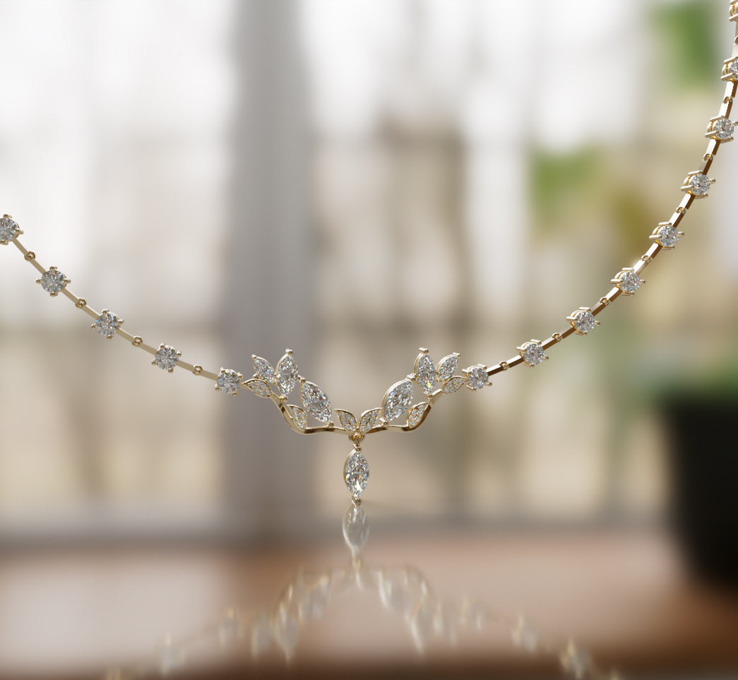 Fancy Cathedral Marquise Diamond  Necklace image 11