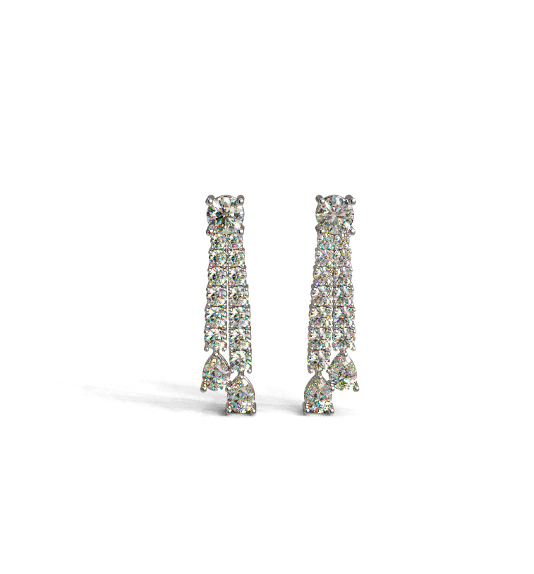 Double Row Diamond Dangle Earring image 2