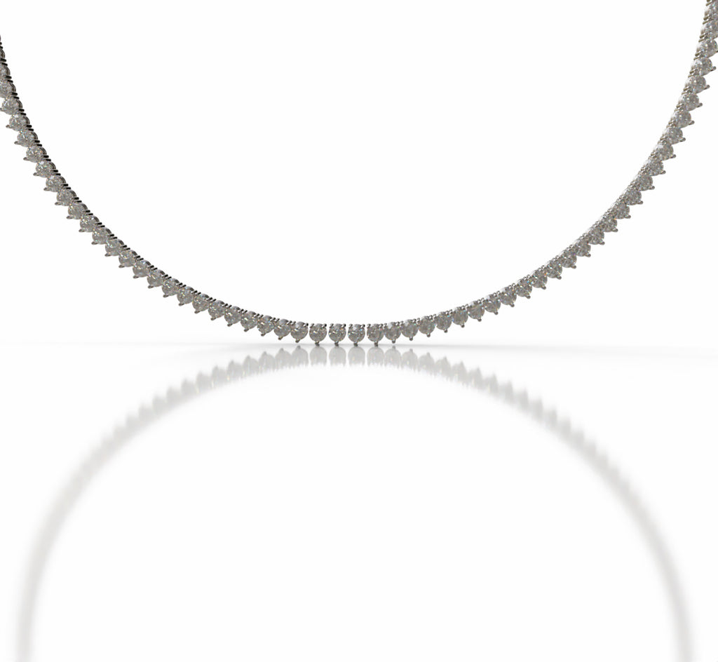 3 Prong Classic Diamond Tennis Necklace image 0