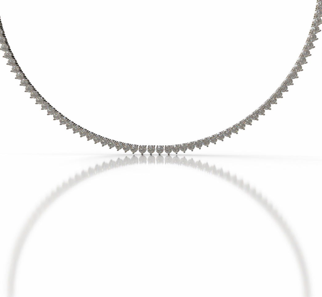 3 Prong Classic Diamond Tennis Necklace image 0