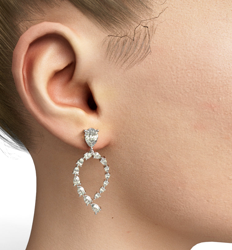 Tapered Pear Shape Diamond Dangle Earring image 0