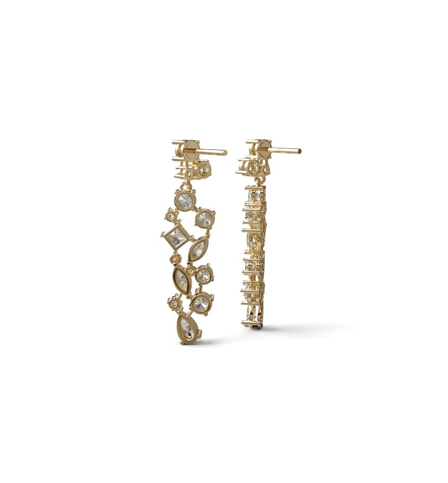 Fancy Shapes Cluster Diamond Dangle Earring image 6