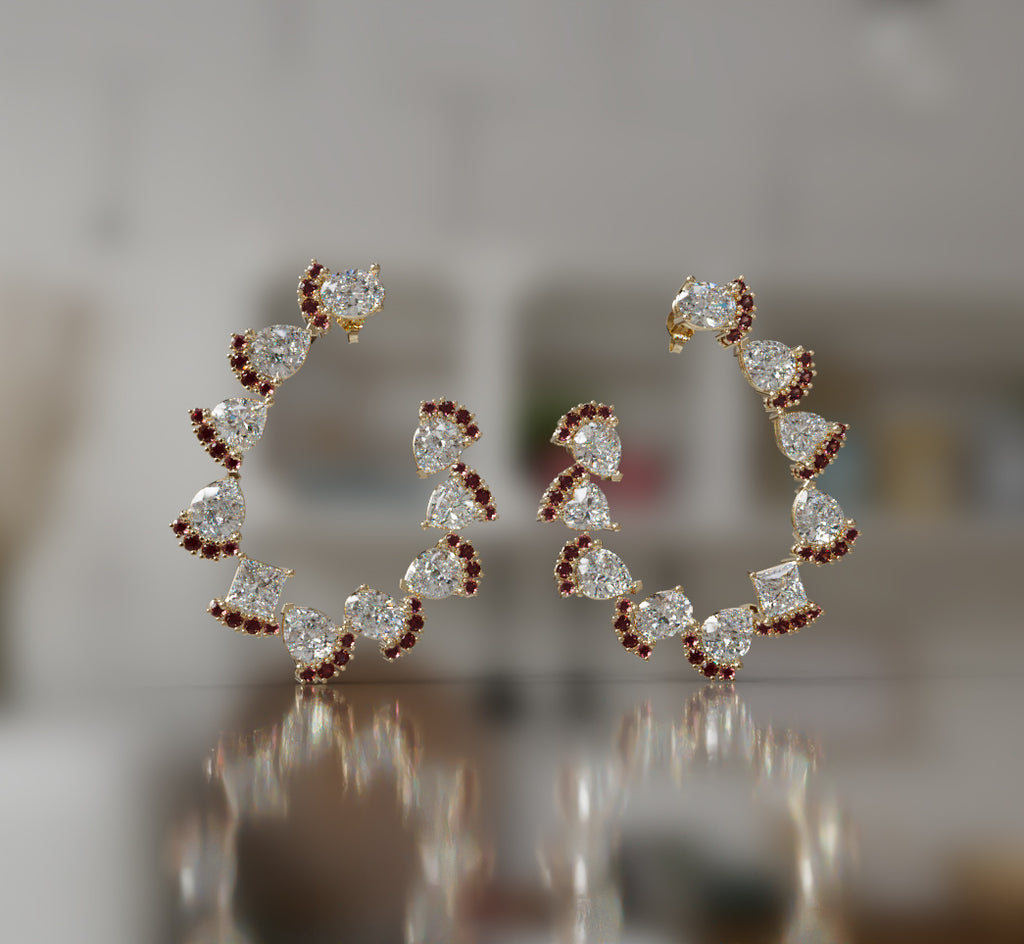 Pear and Round Loop Diamond Earring image 3