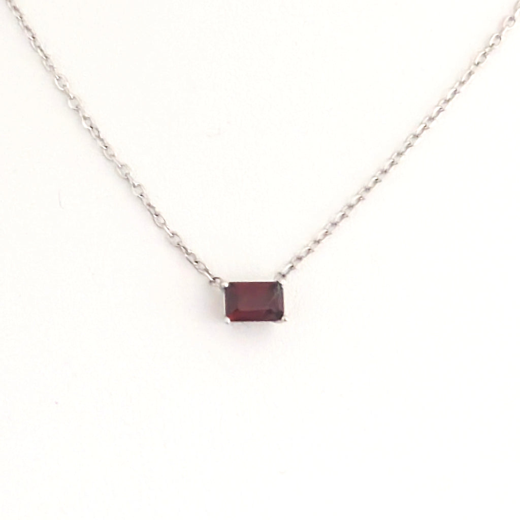 Emerald Cut Genuine Gem Stone Stud Pendant image 1