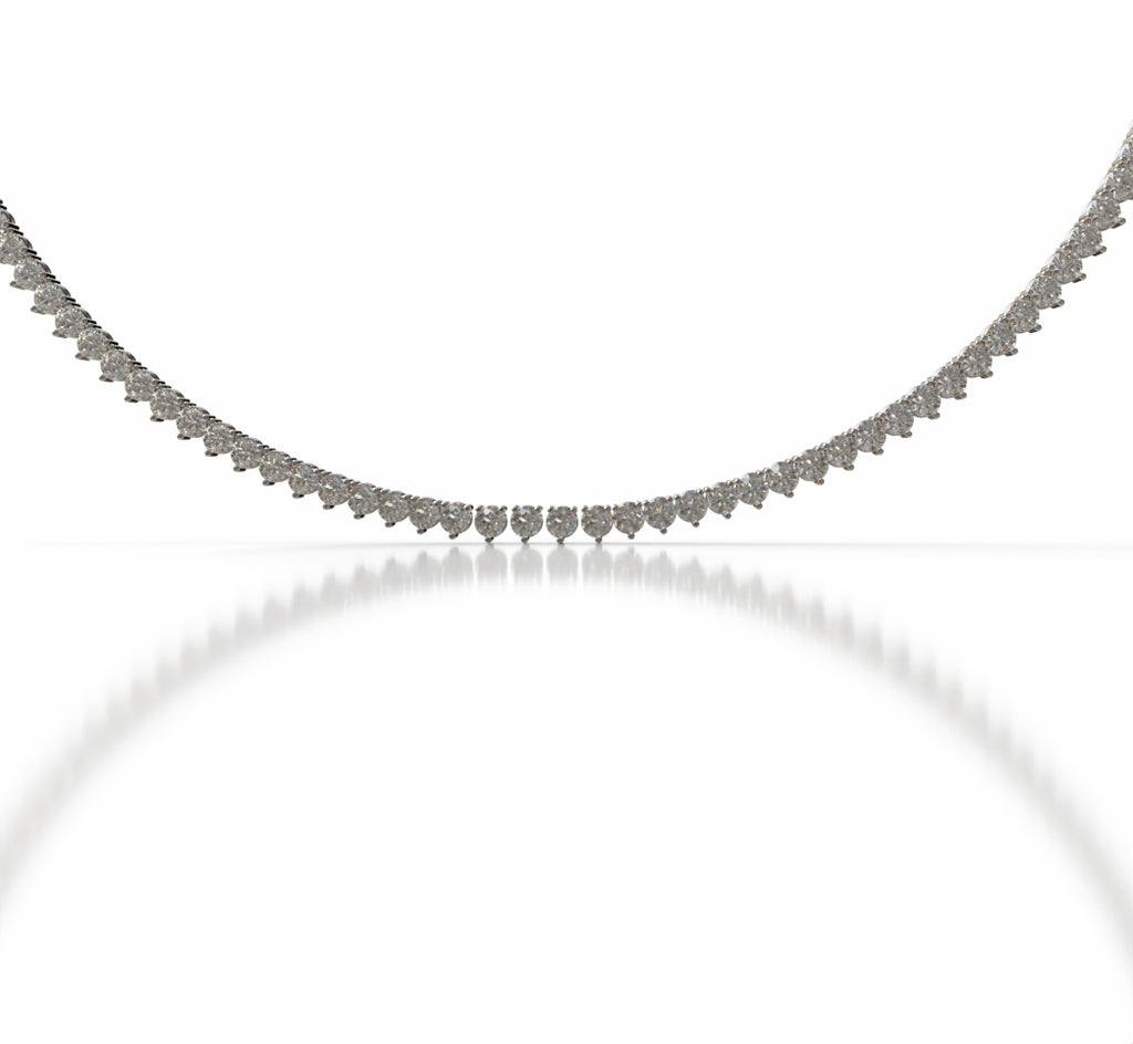 3 Prong Classic Diamond Tennis Necklace image 2