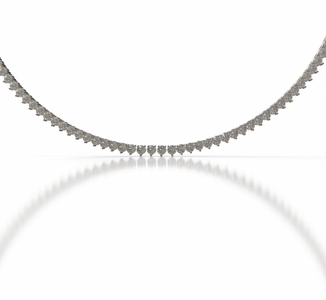 3 Prong Classic Diamond Tennis Necklace image 2