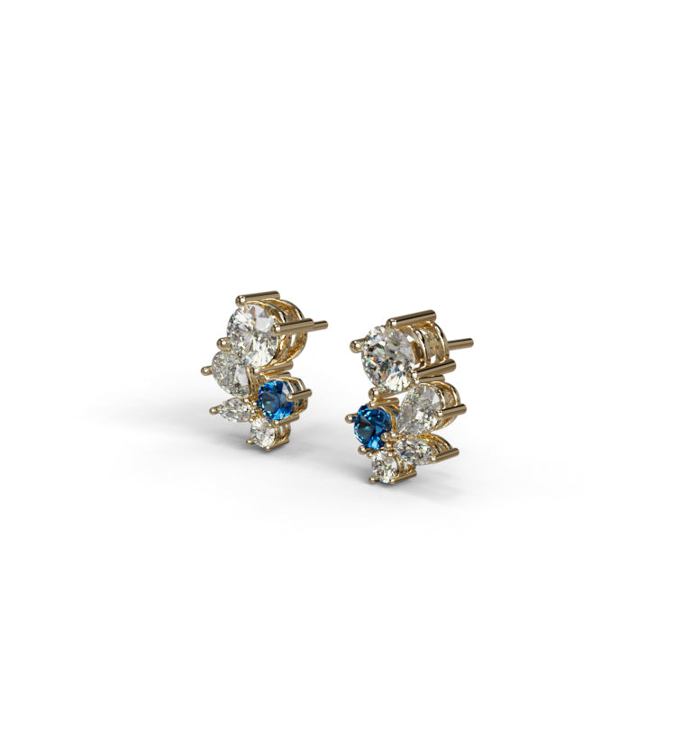 Round & Fancy Shape Diamond Cluster Stud Earring image 6