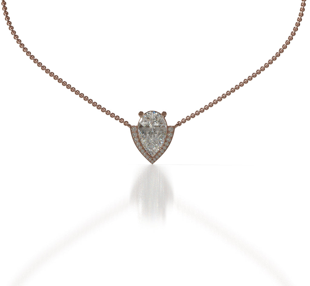 2.5ct Pear Half Halo Diamond Dangle Pendant image 9