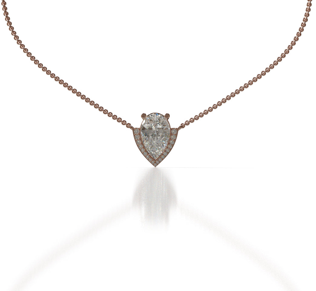 2.5ct Pear Half Halo Diamond Dangle Pendant image 9