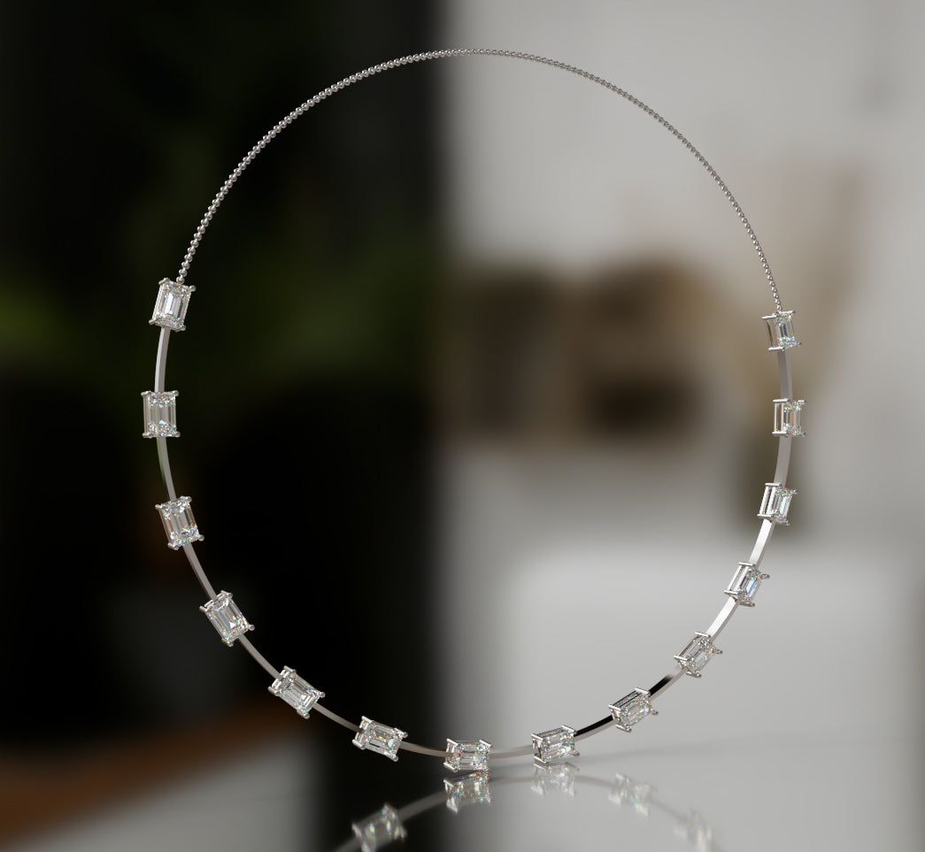 Emerald Wire Diamond Necklace image 7