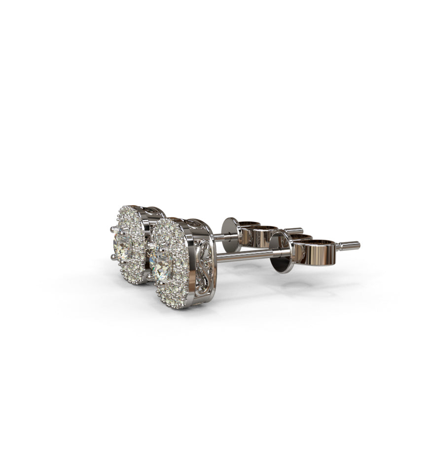 Double Halo Cushion Shape Diamond Stud Earring image 12
