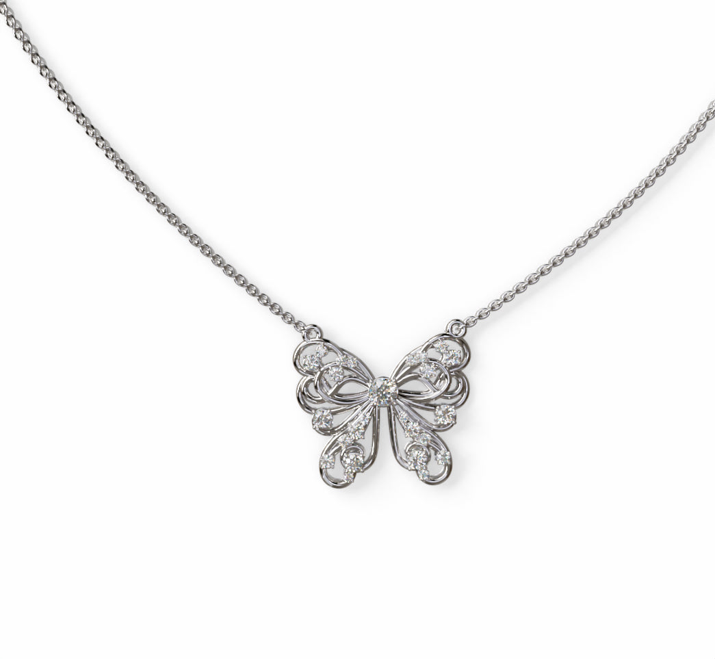 Butterfly Flower Fancy Diamond Pendant image 14