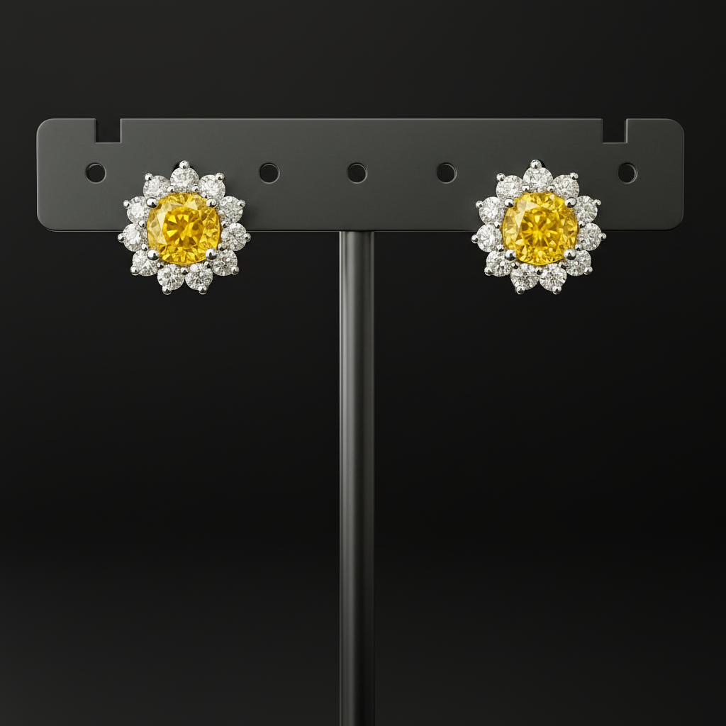 Solaris Bloom Floral Cluster Diamond Dangle Earring image 2