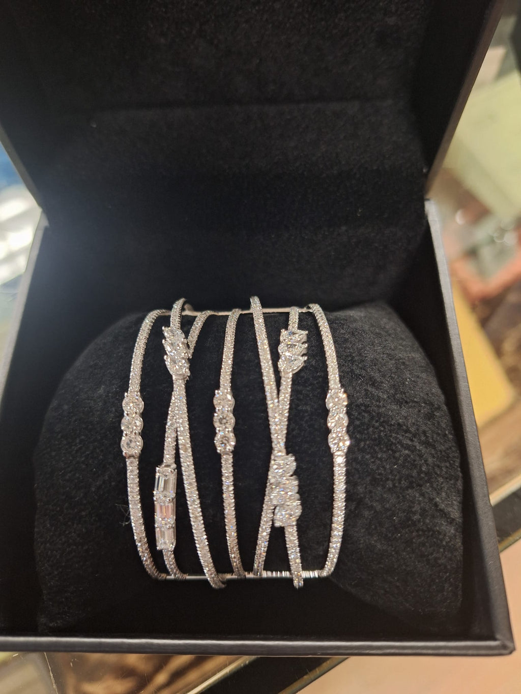 7 Rows Fancy Shapes Diamonds Cuff Bangle image 6