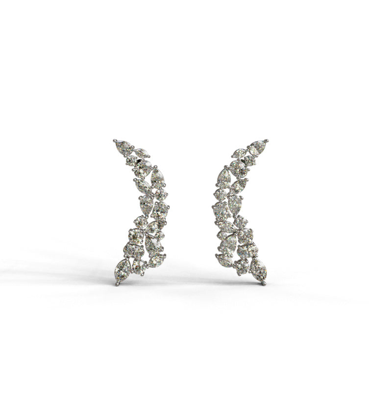 Wavy Fancy Diamond Cluster Earring image 1