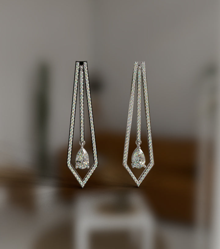 Pear Shape Frame Dangle Earring image 6