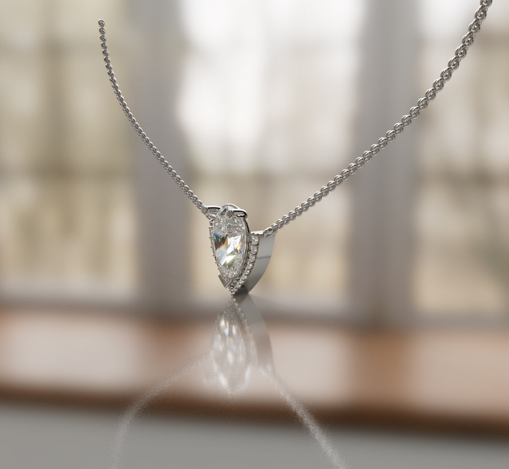 2.5ct Pear Half Halo Diamond Dangle Pendant image 4