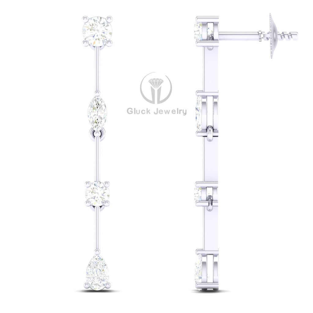 Drop Earring with Fancy & Round Diamonds image 3