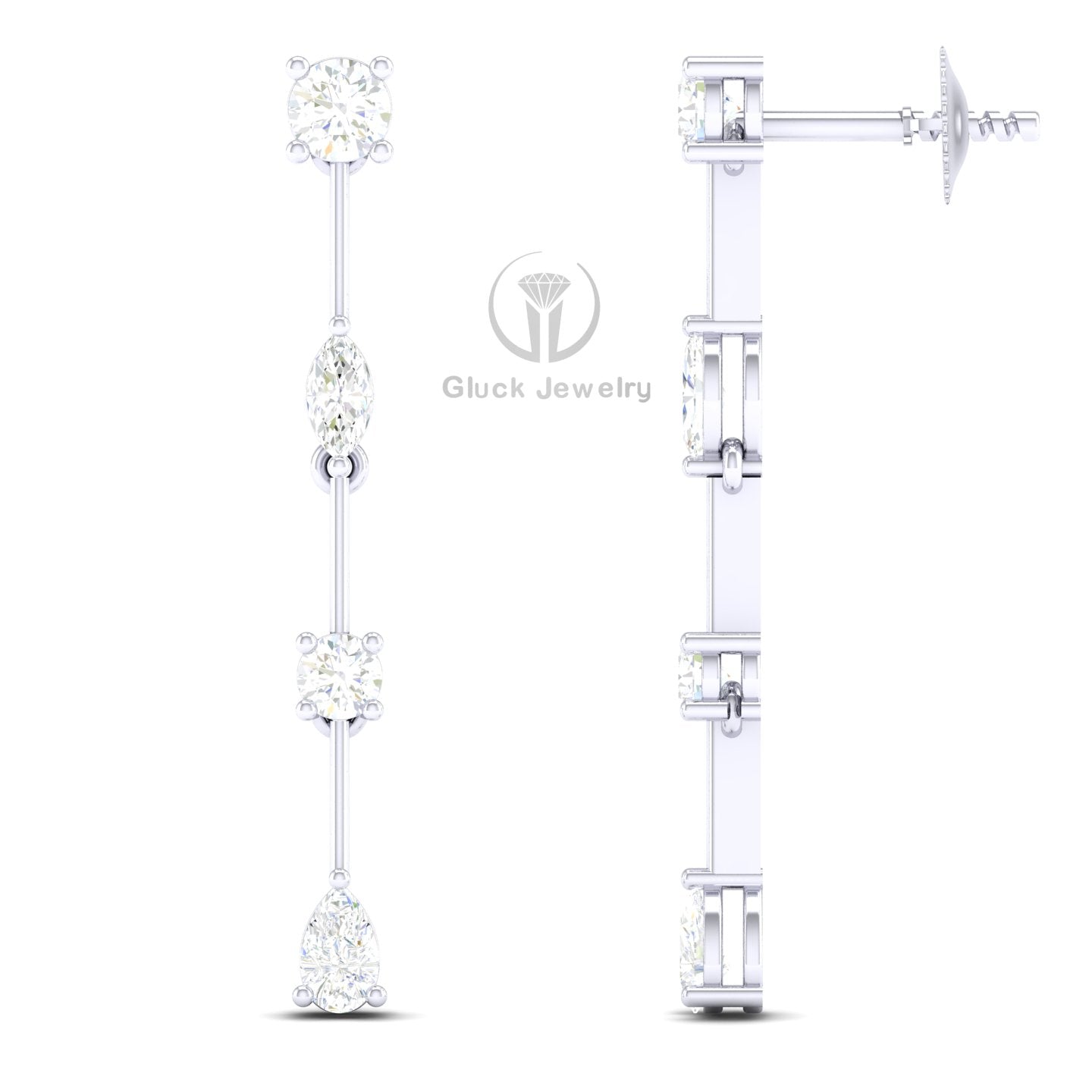 Drop Earring with Fancy & Round Diamonds image 3