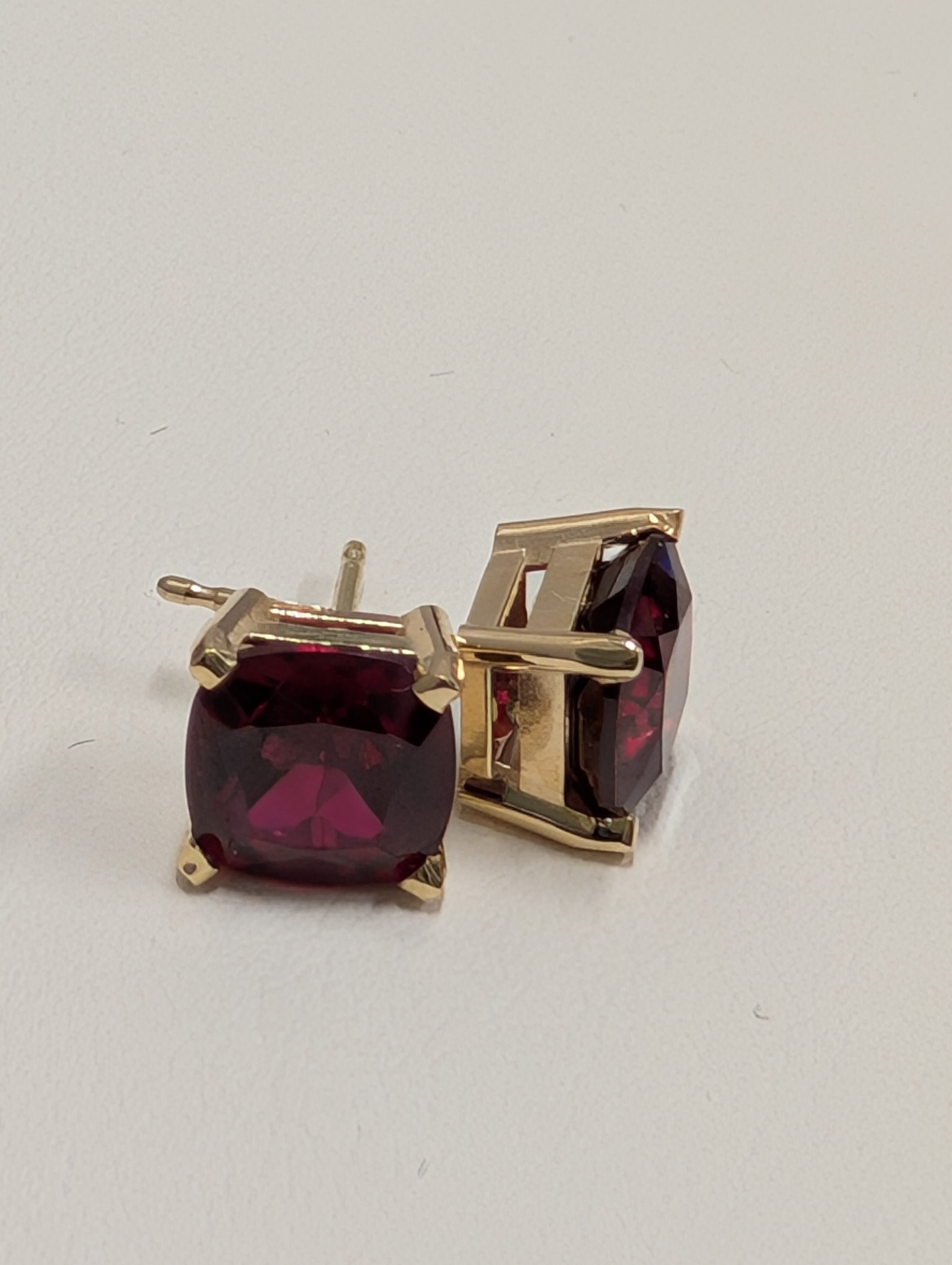 Cushion Cut Garnet Stud Earring image 3