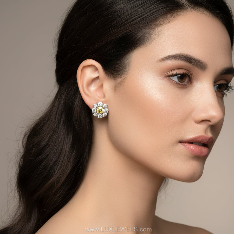 Golden Bloom Diamond Stud Earring