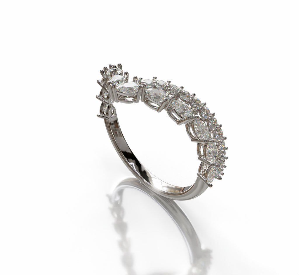 V Shape Pear Shapes and Round Diamond Ring image 5