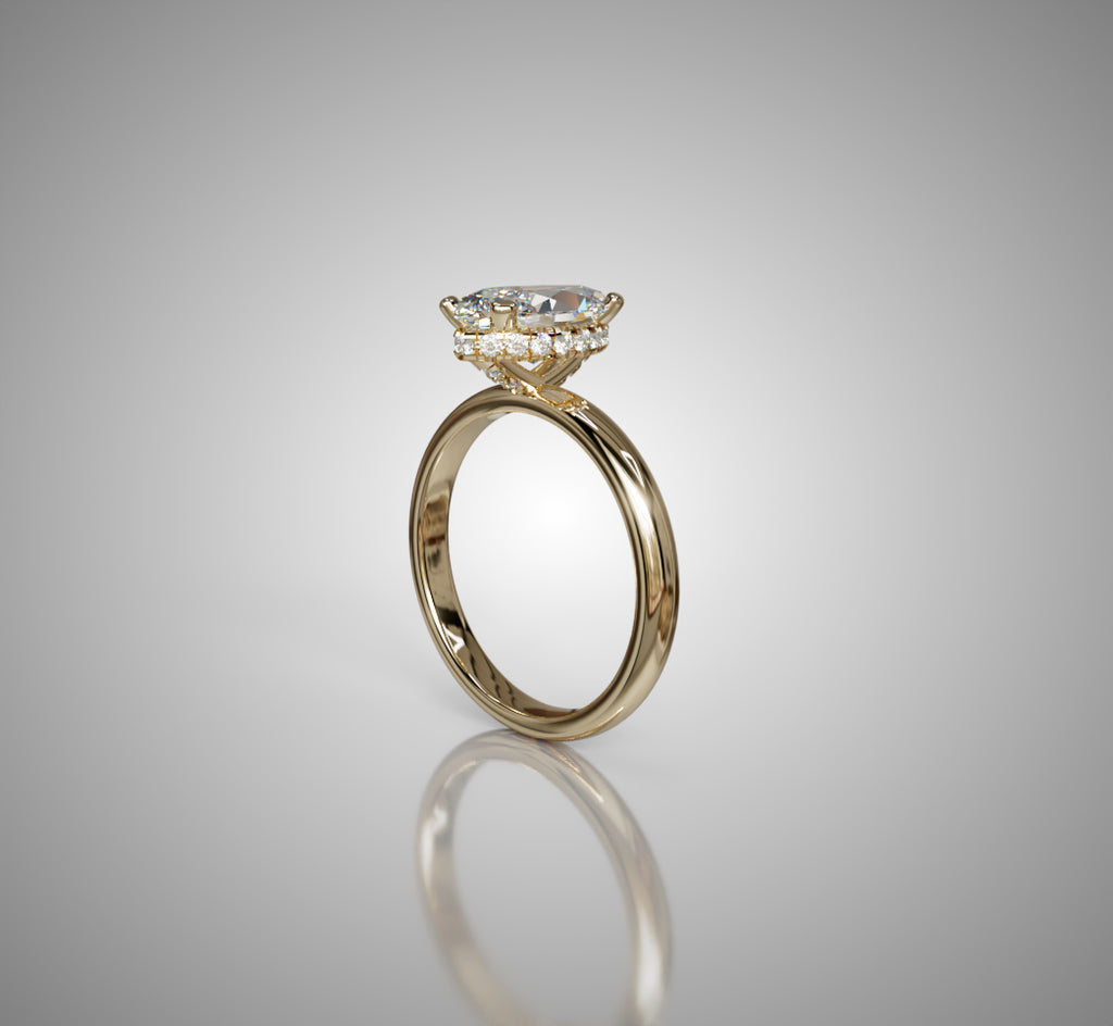 Hidden Halo Marquise Diamond Engagement Ring image 9