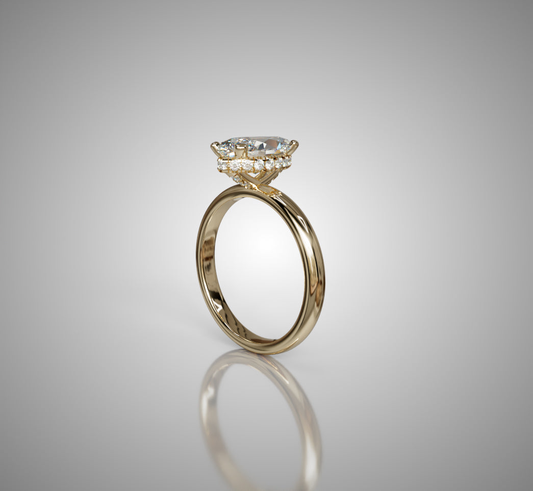 Hidden Halo Marquise Diamond Engagement Ring image 9