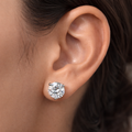 3 Prongs Martini Round Diamond Stud Earring image 1