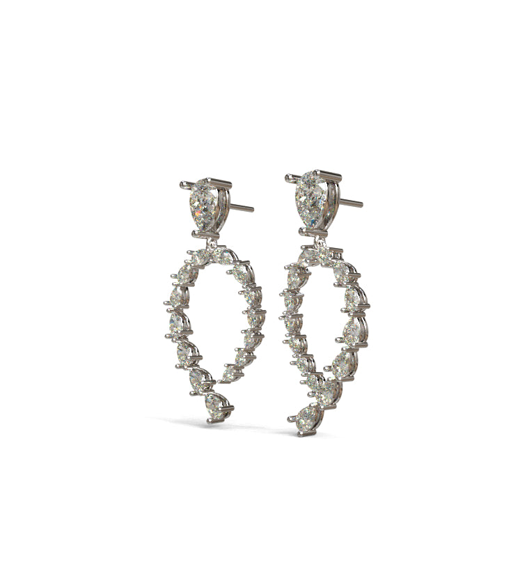 Tapered Pear Shape Diamond Dangle Earring image 4