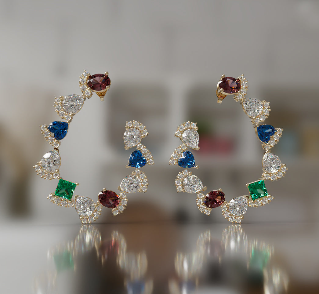 Pear and Round Loop Diamond Earring image 0