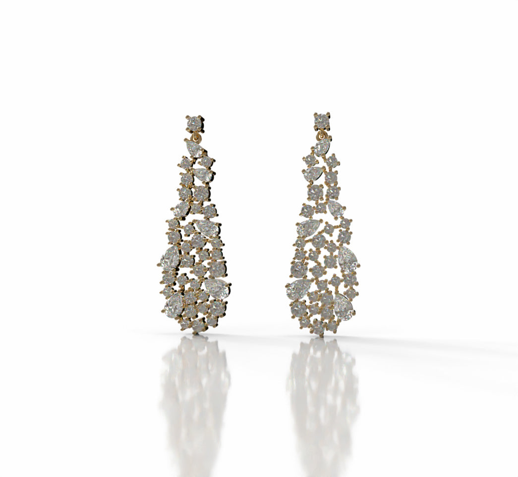 Pear Shapes Touch Diamond Dangle Earring image 4