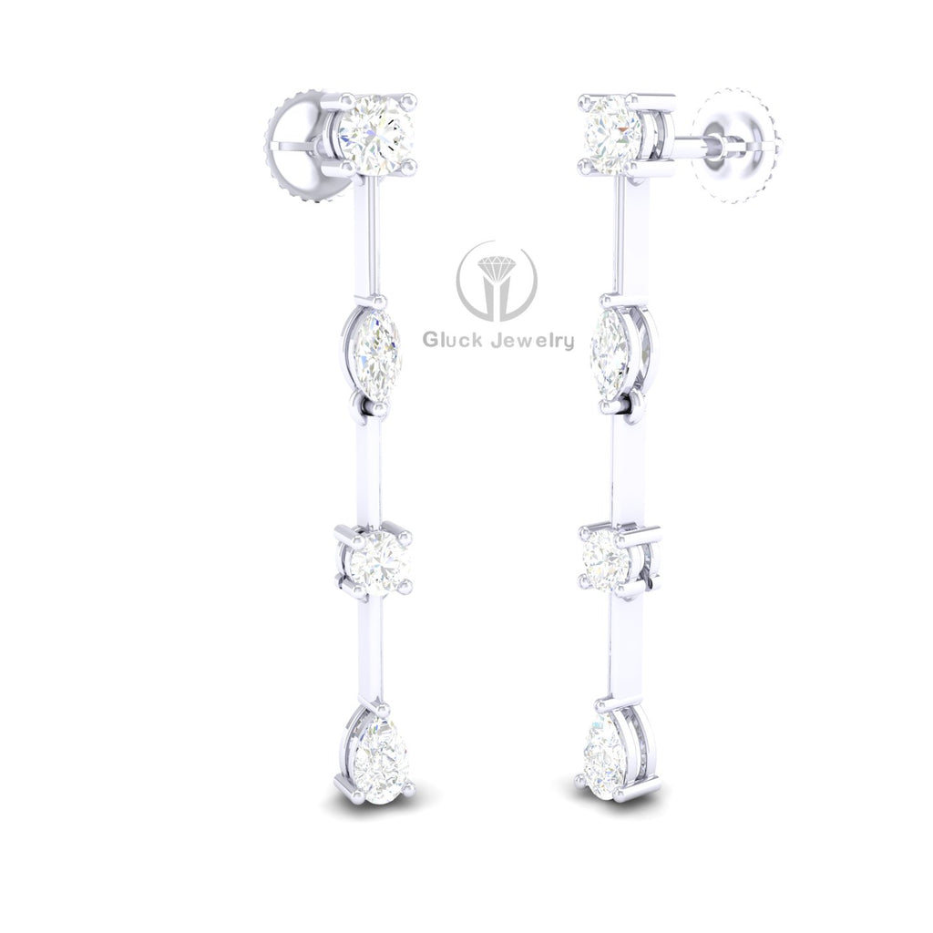Drop Earring with Fancy & Round Diamonds image 7