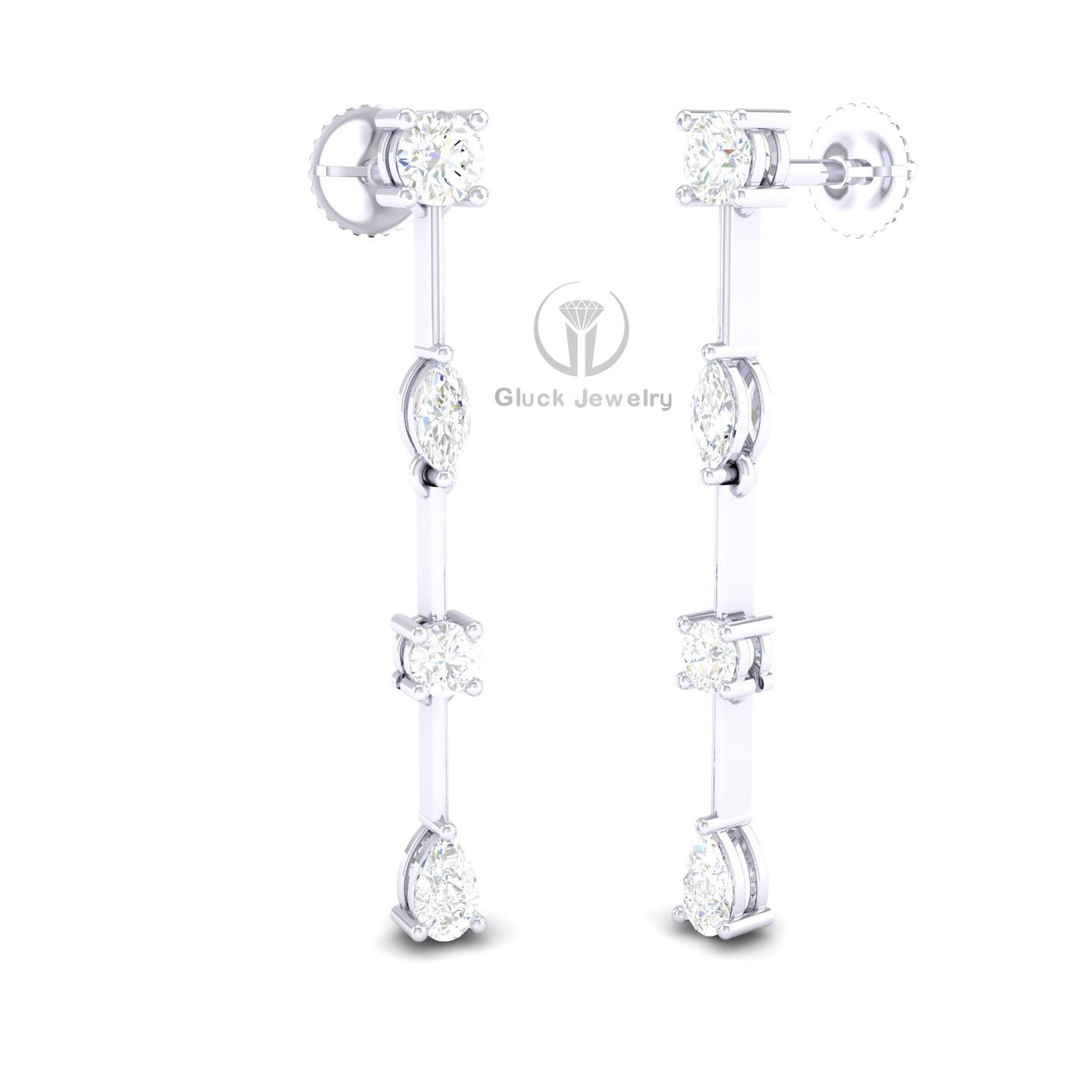 Drop Earring with Fancy & Round Diamonds image 7