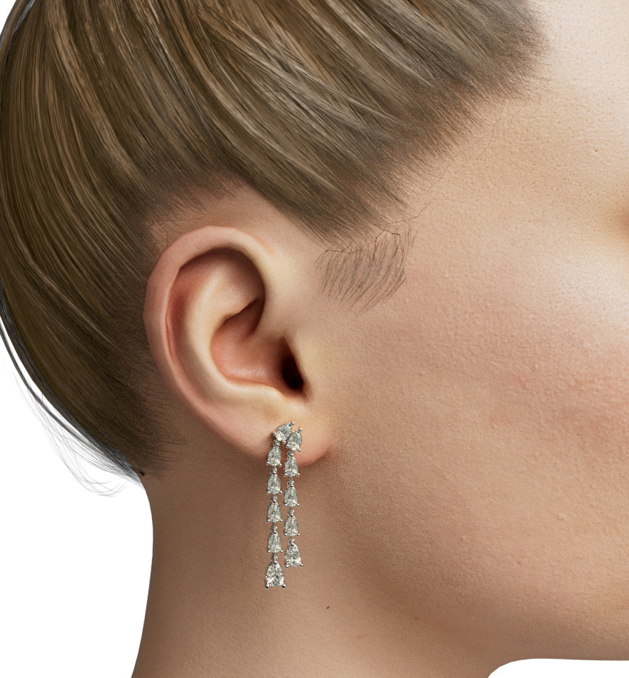 Double Row Pear Shape Diamond Earring image 0