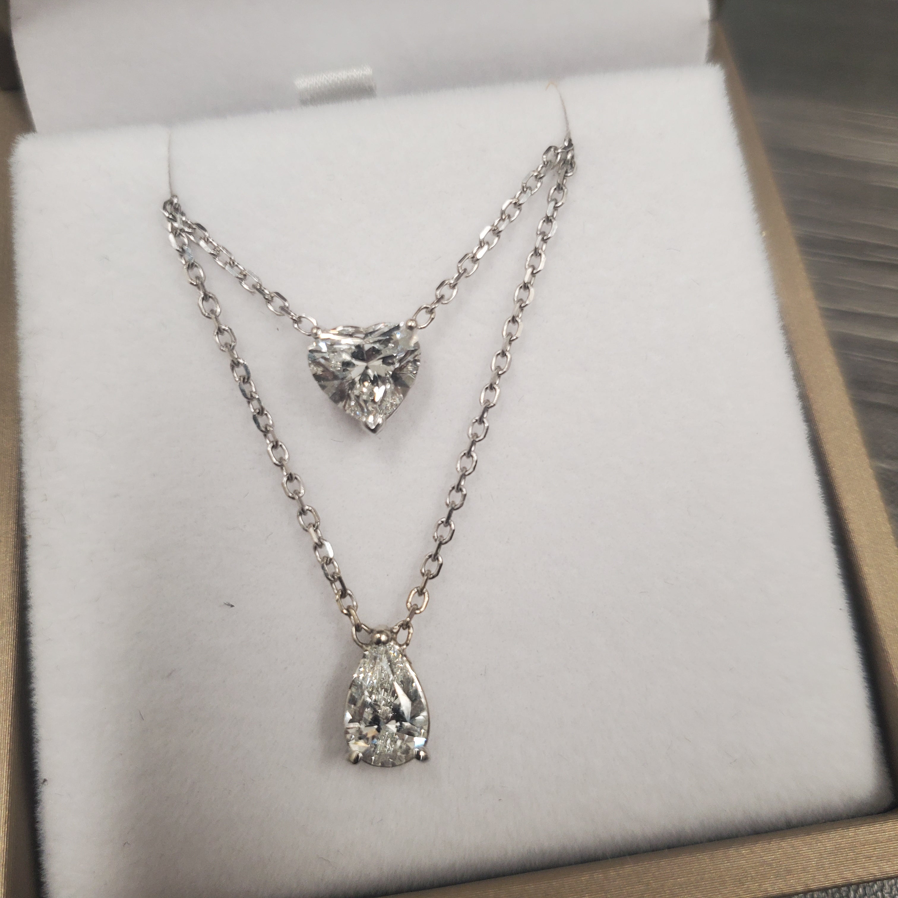 Double Row Heart & Pear Shape Diamond Necklace image 1