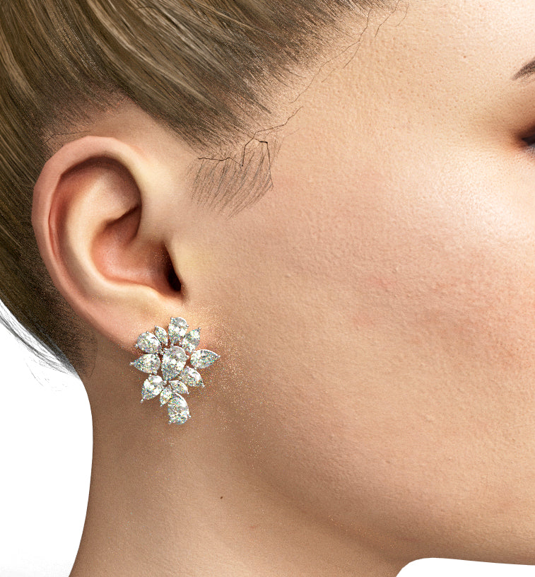 Marquise and Pear Diamond Stud Earring