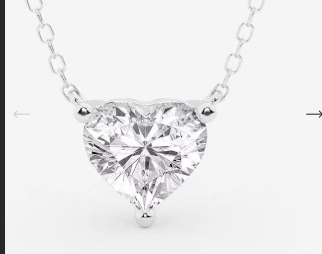 3ct Heart Solitaire Pendant image 2