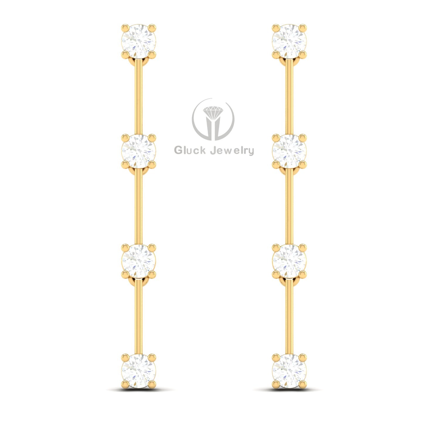 Drop Earring with Round Diamonds image 4