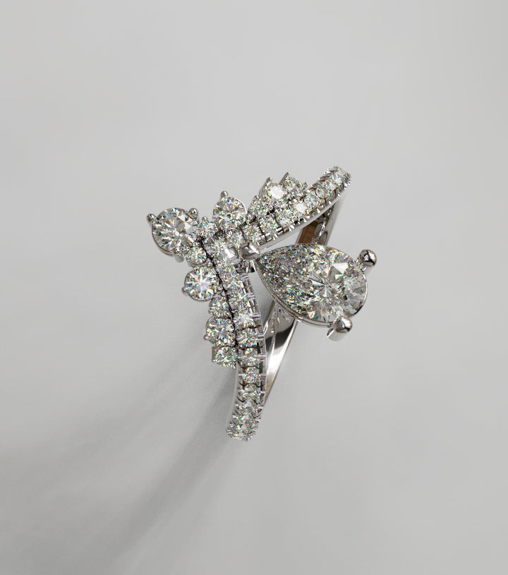 Pear Crown Fancy Diamond Ring image 2