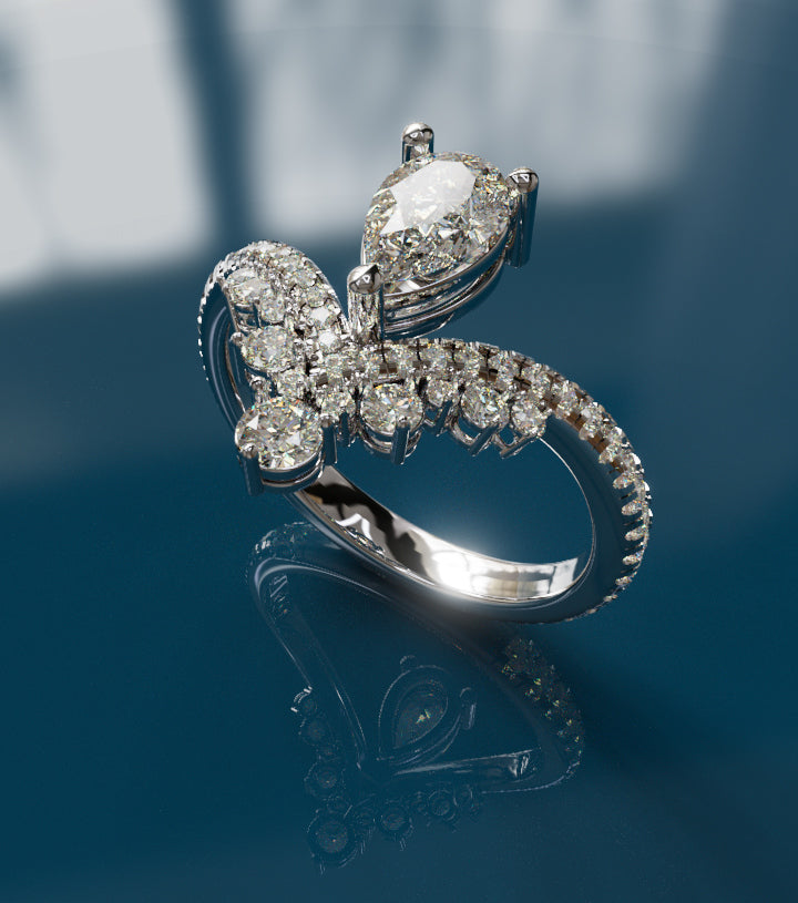 Pear Crown Fancy Diamond Ring image 13