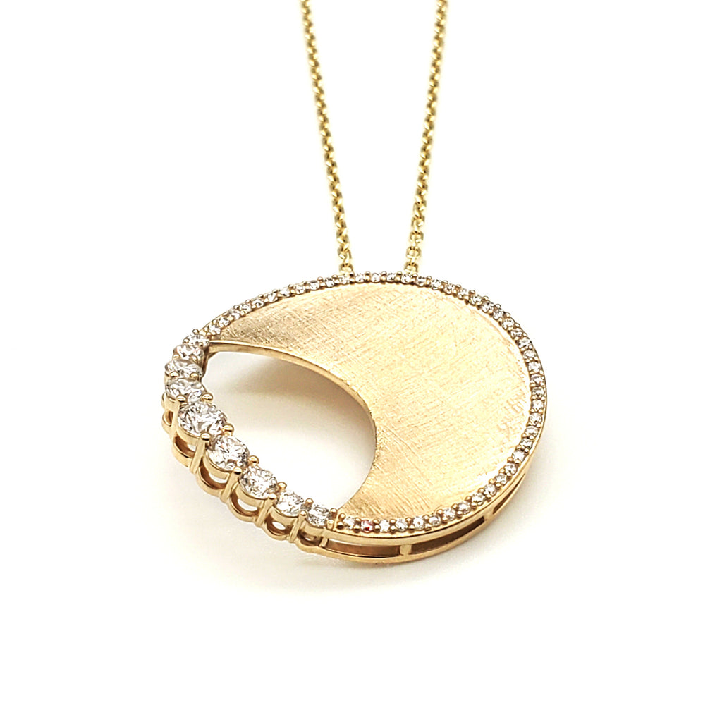 Half Moon Cross Satin Diamond Pendant image 1