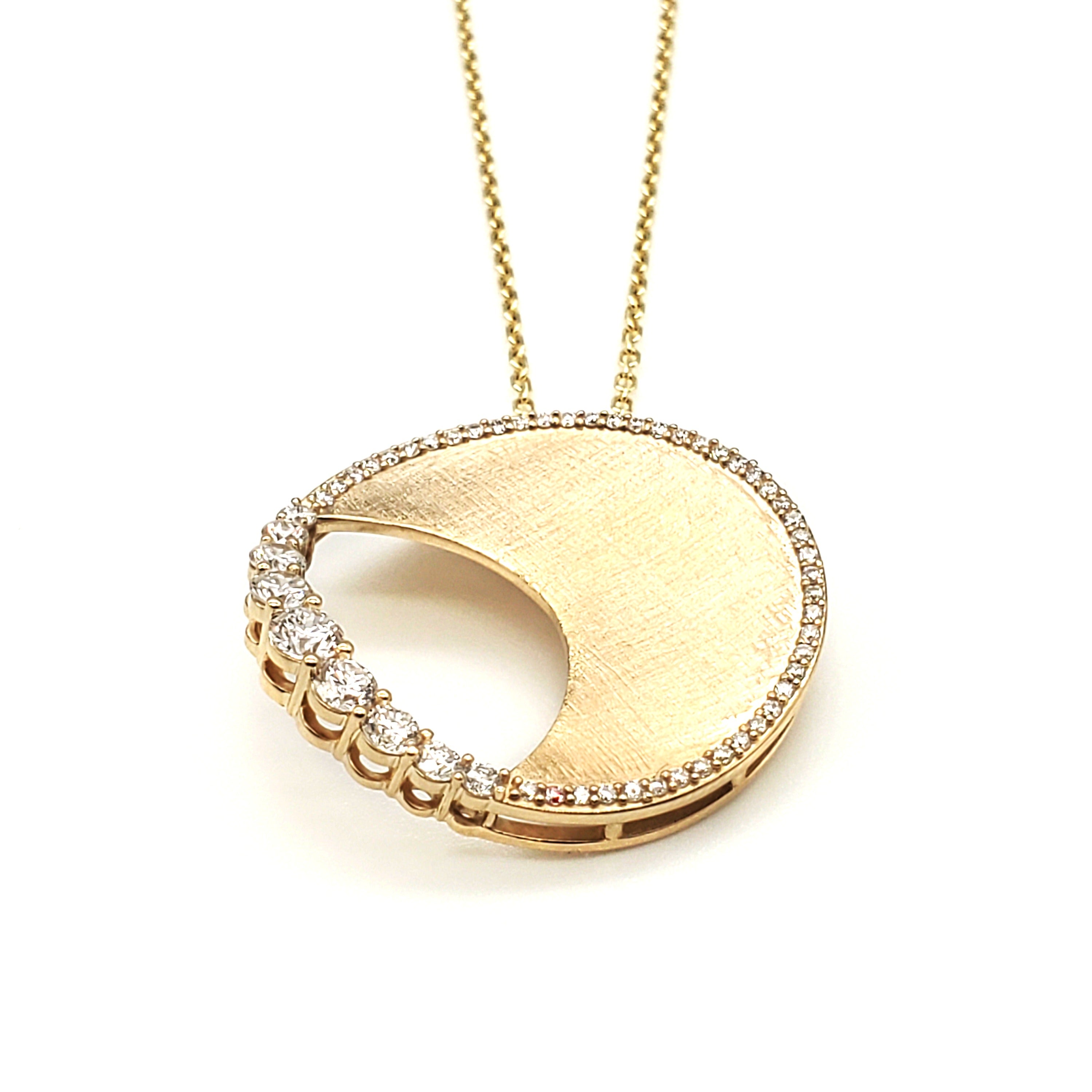 Half Moon Cross Satin Diamond Pendant image 1