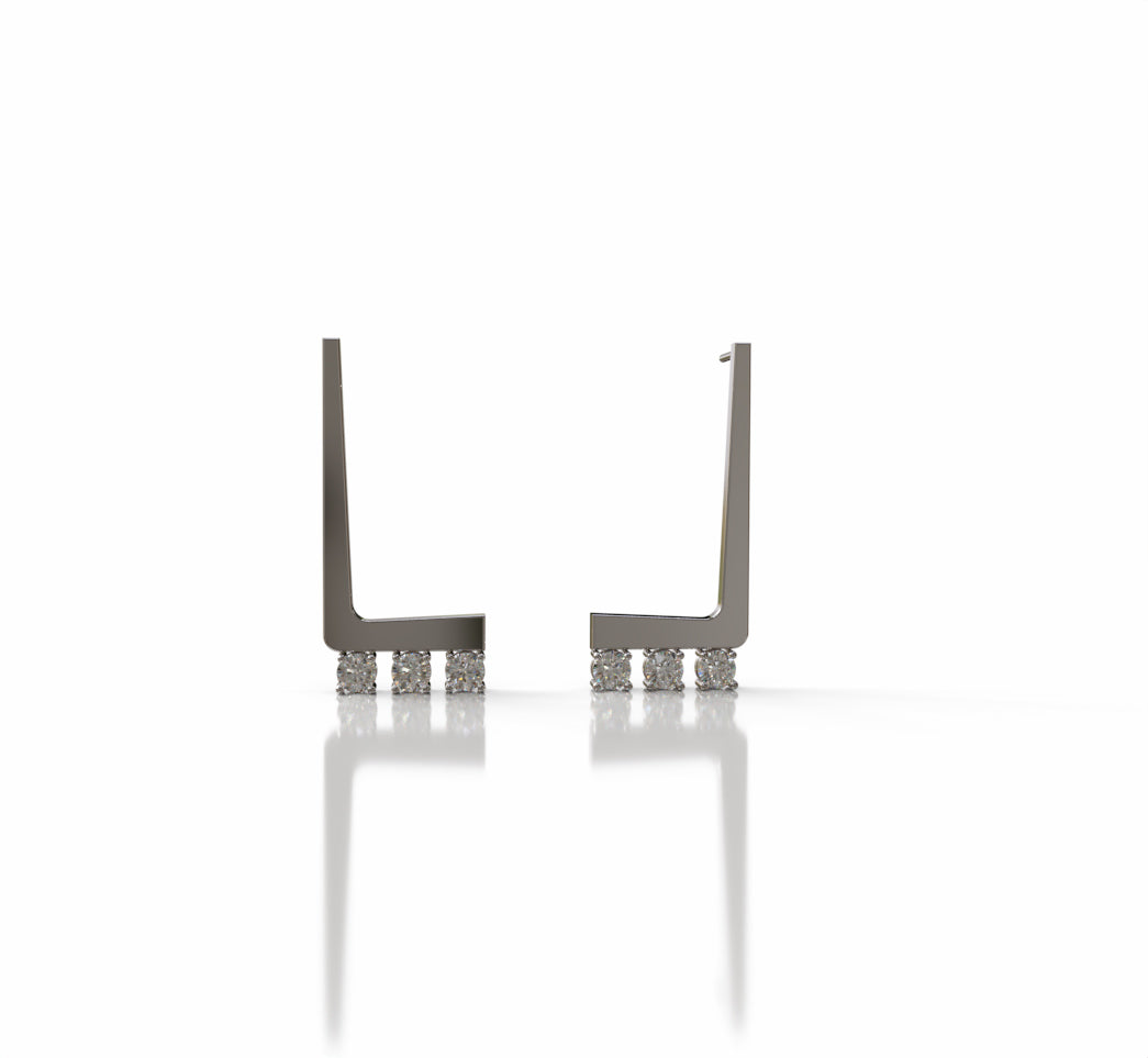 L Shape Solid Diamond Earring image 5